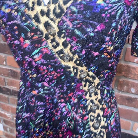 Anthropologie Maeve Womens Morgan Mixed Print SS Dress Size 2 V Neck - Picture 5 of 10